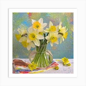 Firefly Vintage Daffodils In A Vase 99014 Art Print