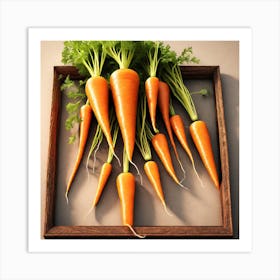 Carrots In A Wooden Frame 2 Art Print