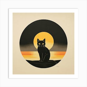 Cat At Sunset Affiche