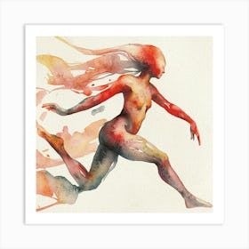 Running Watercolor Painting Art Print