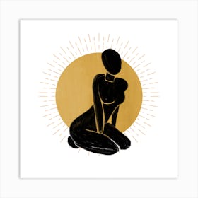 Woman In Black And Gold Art Print