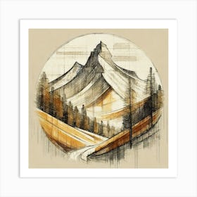 Firefly An Illustration Of A Beautiful Majestic Cinematic Tranquil Mountain Landscape In Neutral Col 2023 11 23t001206 Art Print