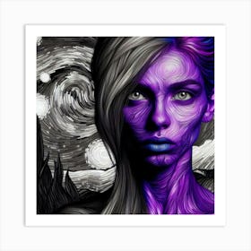 Purple Starry Night Art Print