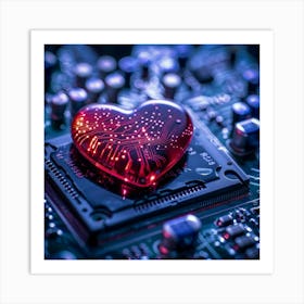 Heart On A Circuit Board Art Print