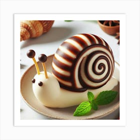 Snail On A Plate Art Print