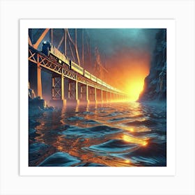 Train Crossing The River 1 Art Print