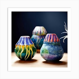 Three Jellyfish Vases Art Print