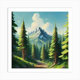 Dense forest with pine trees and marijuana 4 Art Print