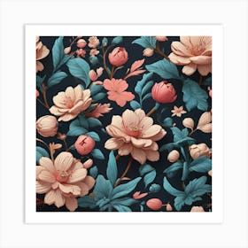 Aesthetic style, flower pattern Art Print