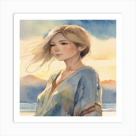 Girl In A Kimono Art Print