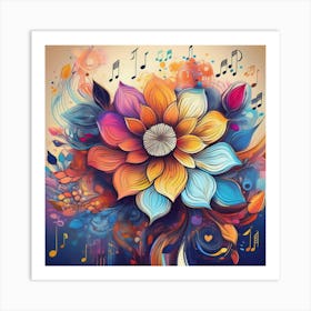 Music Notes Flower 1 Art Print