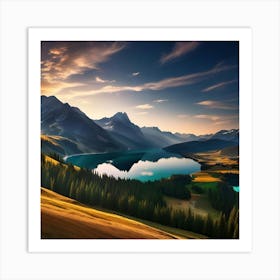 Sunset In The Mountains 120 Art Print