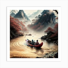 Canoeing In The Mountains Art Print