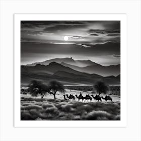 Camels In The Desert 15 Art Print