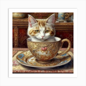 Cat In A Teacup Art Print