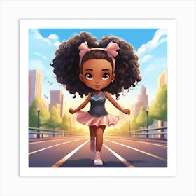 Afro Girl Running Art Print