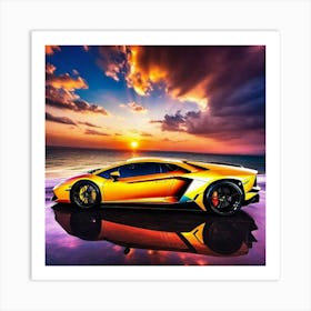 Sunset Lamborghini 3 Art Print