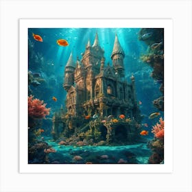 Ethereal Underwater Castle Art Print