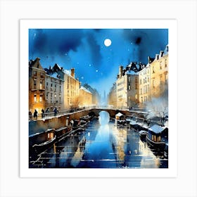 Night On The Canal Art Print