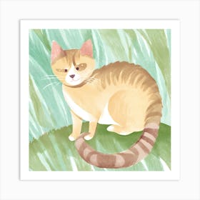 Cat In Grass 1 Art Print