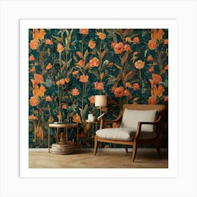 Tropical Floral Wallpaper 1 Art Print