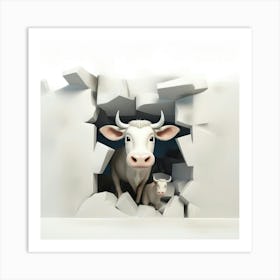 Cows Through The Wall Art Print