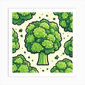 Cartoon Broccoli Art Print