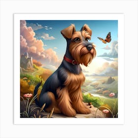 Welsh Terrier And Butterfly Art Print