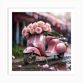 Pink Vespa 1 Art Print