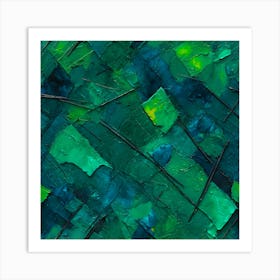 Abstract Painting Green and Blue Color Art Print