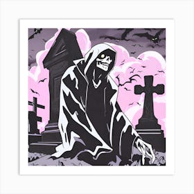 Skeleton In The Graveyard 3 Art Print