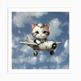 Kitty On A Plane Art Print