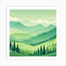 Misty mountains background in green tone 60 Art Print