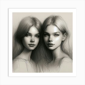 Two Girls With Long Hair Art Print