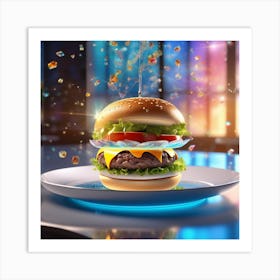 Burger On A Plate 53 Art Print