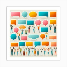 Group Of People With Speech Bubbles Art Print