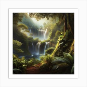 Waterfall In The Jungle Art Print