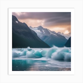 Icebergs Crashing In The Water soft expressions in the Spirit of Bob Ross Art Print