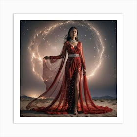 FUTURISTIC FEMALE FASHION RED Art Print