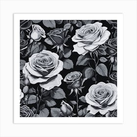 Black And White Roses 1 Art Print