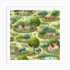 Summer Country Village Art Print