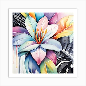 Lily Painting Monochromatic Watercolor Art Print