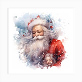 Santa Claus And Little Girl Art Print