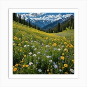 Wildflowers In The Mountains 5 Art Print