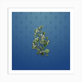 Vintage Spathula Leaf Thorn Flower Botanical on Bahama Blue Pattern n.1282 Art Print