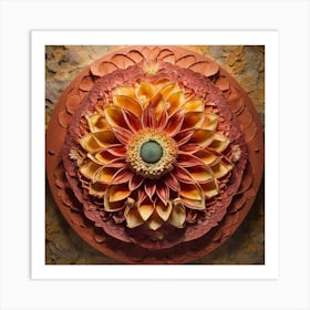 Dahlia, The Lotus Opens Between  Dimensions,overlapping background that enhances the 3D effect. Art Print