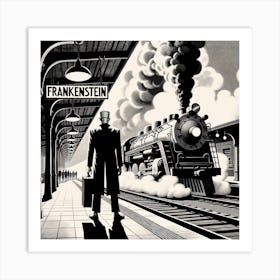 Frankenstein Waiting For a Train Art Print