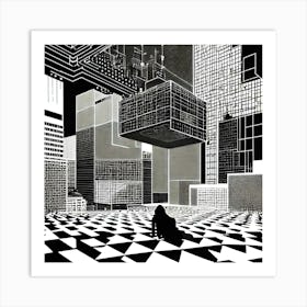 Black And White Cityscape Art Print