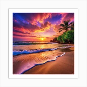 Sunset On The Beach 342 Art Print