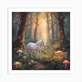 Unicorn In The Forest 1 Art Print